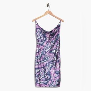 Love By Design - Elaine Cowl Neck Spaghetti Strap Dress - Amethyst Marble